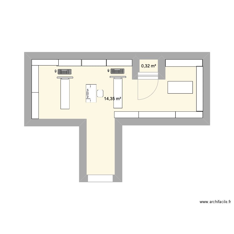 marionnaud. Plan de 2 pièces et 15 m2