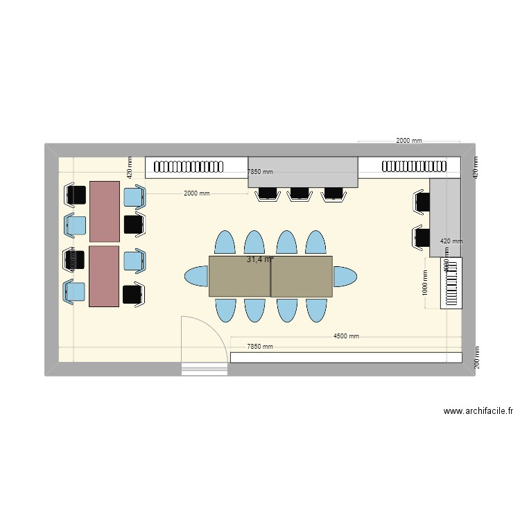 Salle de restauration - meublé 1. Plan de 1 pièce et 31 m2