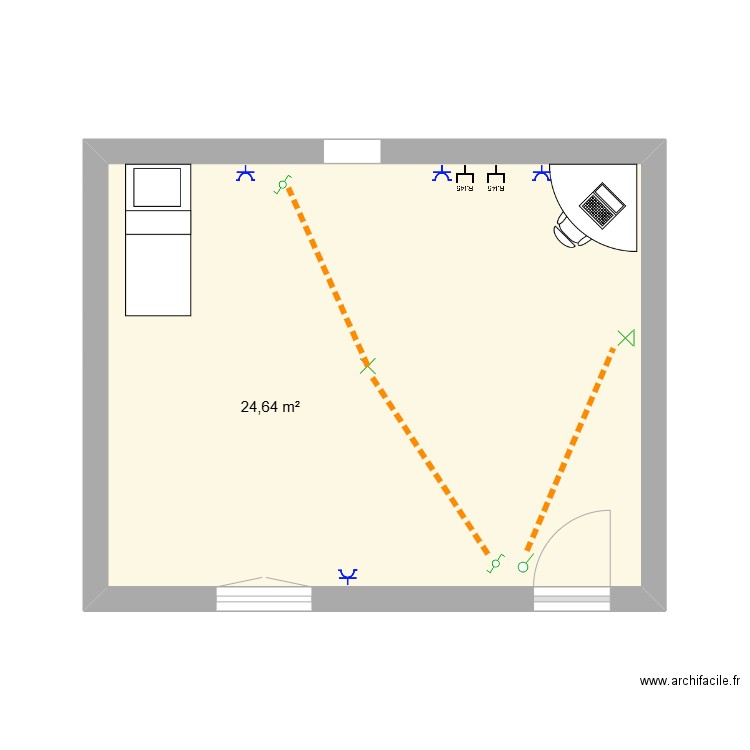 CHAMBRE. Plan de 1 pièce et 25 m2