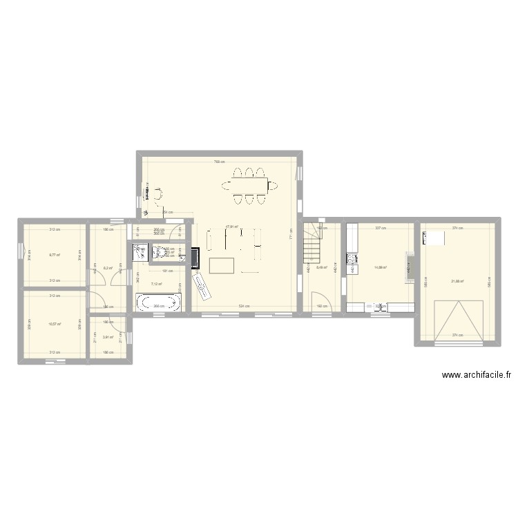 Double Ecot 1. Plan de 11 pièces et 136 m2