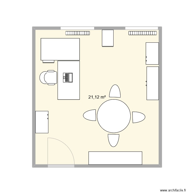 plan 1. Plan de 1 pièce et 21 m2