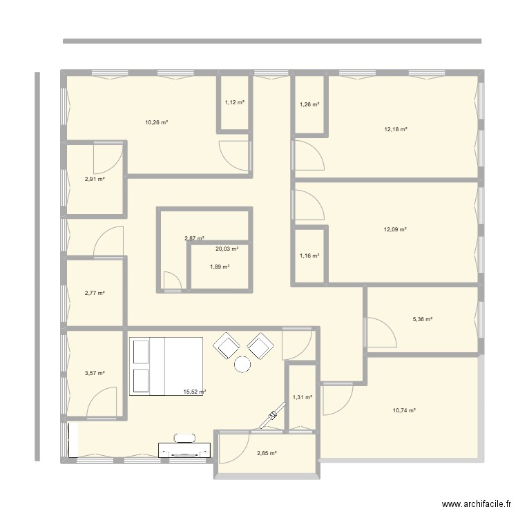 MAISON BIKONDO ETAGE1. Plan de 16 pièces et 120 m2