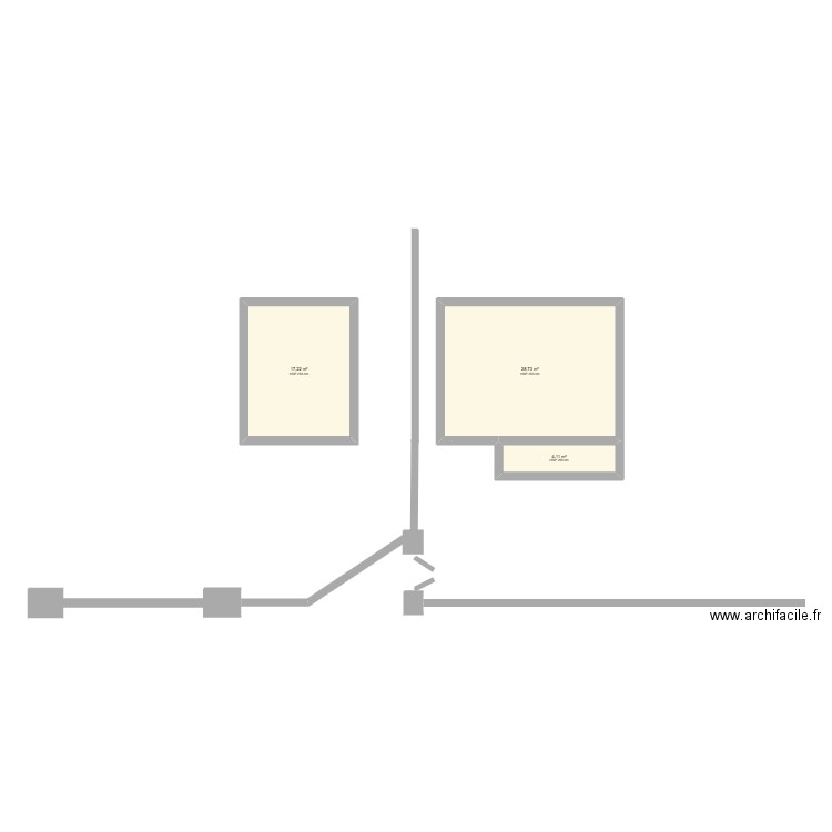 portail 1. Plan de 3 pièces et 50 m2