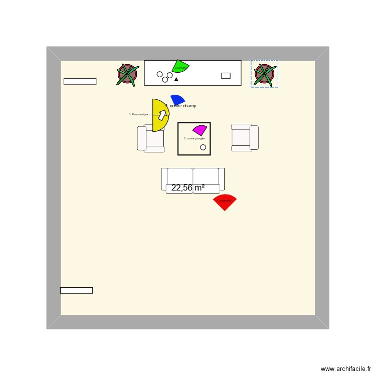 aplusb. Plan de 1 pièce et 23 m2