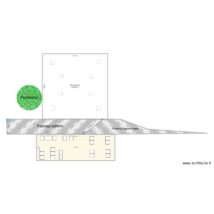 terrasse. Plan de 4 pièces et 197 m2