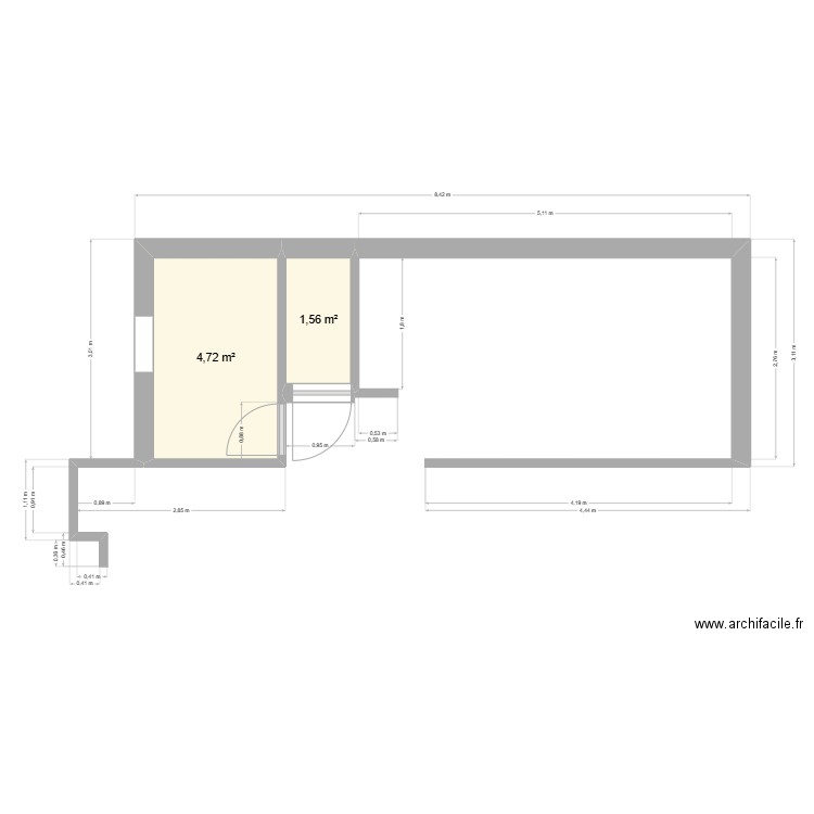 lacaille v1. Plan de 2 pièces et 6 m2