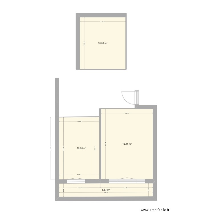 appart_54m2_2. Plan de 4 pièces et 42 m2