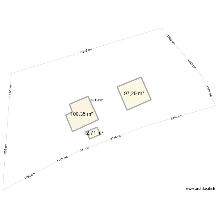 oceane. Plan de 3 pièces et 210 m2