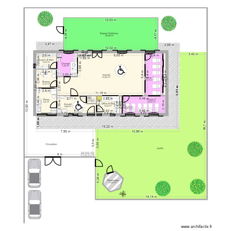 Bourg-en-Bresse projet Jordan pmi_UrM_Jardin_Bienvenu-2.1. Plan de 19 pièces et 429 m2