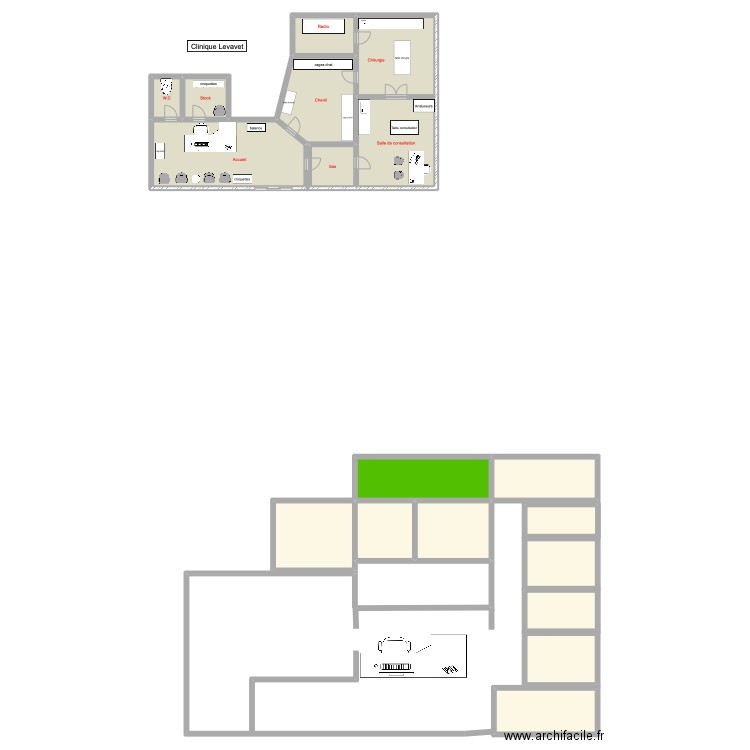 clinique levavet. Plan de 18 pièces et 300 m2