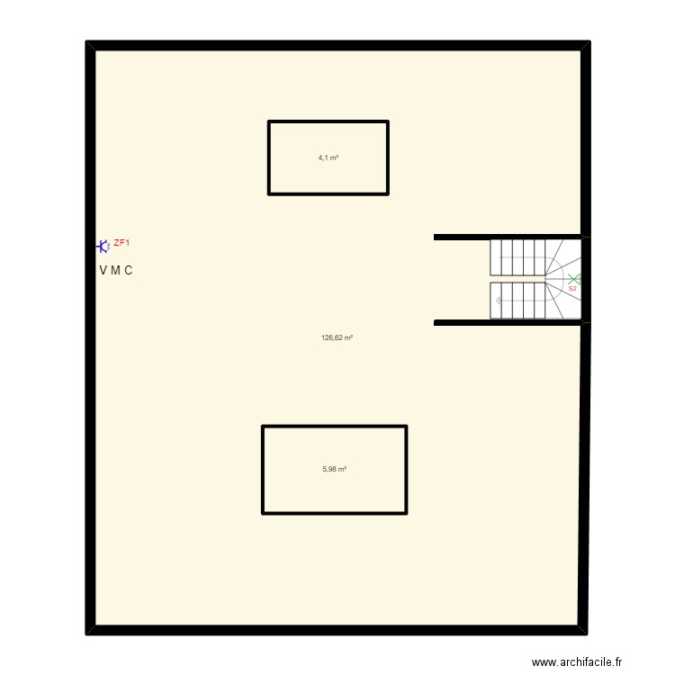 grenier clémence Naizy. Plan de 3 pièces et 148 m2