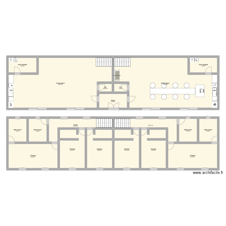 HÔPITAL. Plan de 19 pièces et 339 m2