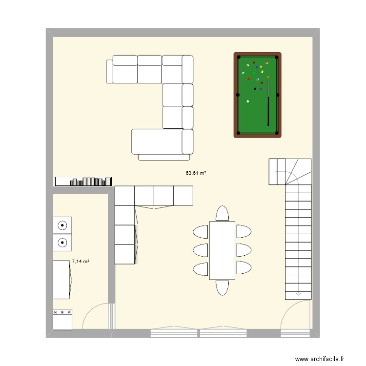 71 J.M. Plan de 2 pièces et 71 m2