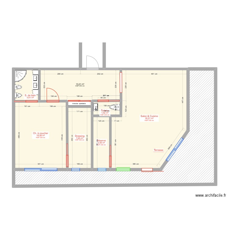 Casablanca. Plan de 9 pièces et 117 m2