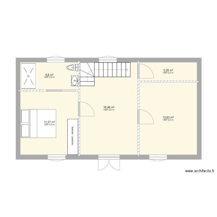 momt. Plan de 6 pièces et 100 m2