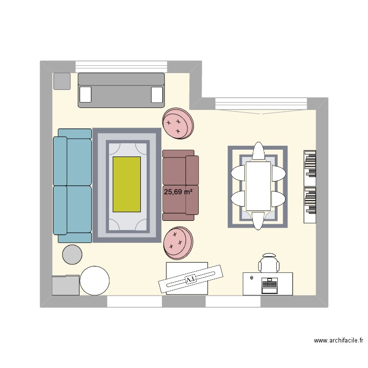 SALON. Plan de 1 pièce et 26 m2