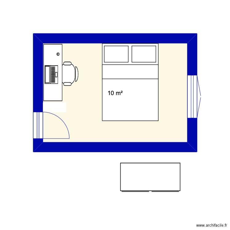  Camille. Plan de 1 pièce et 10 m2