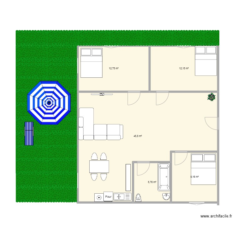 CHABANON. Plan de 5 pièces et 86 m2