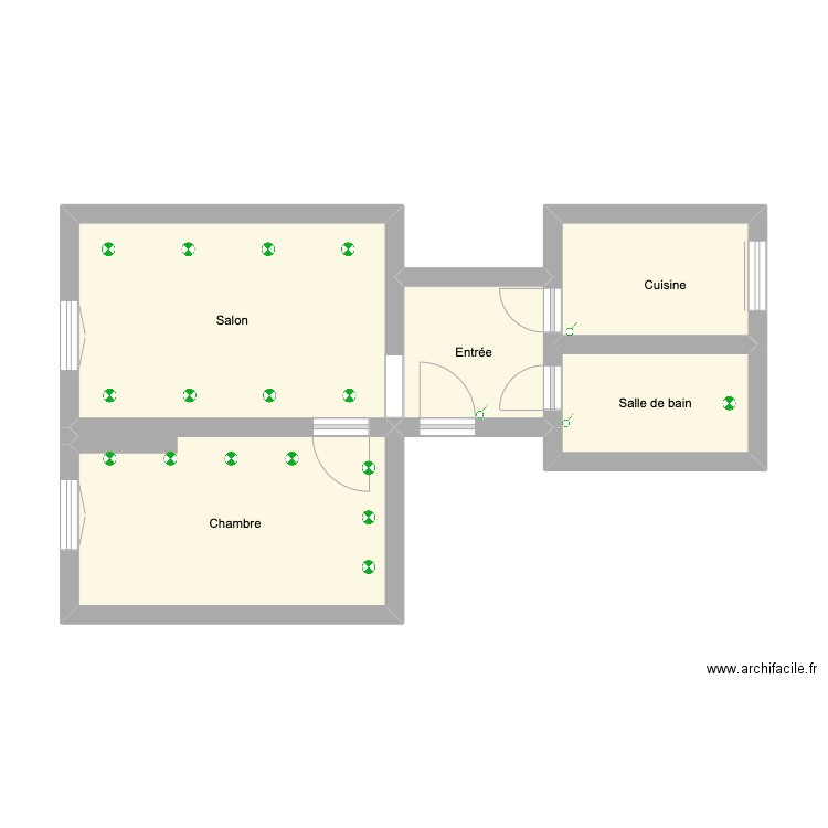 Appartement Spots. Plan de 5 pièces et 35 m2