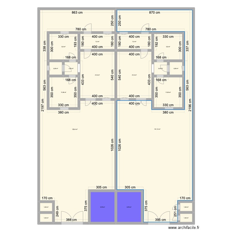 site1. Plan de 20 pièces et 396 m2