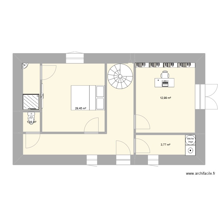 maison test 1. Plan de 4 pièces et 47 m2