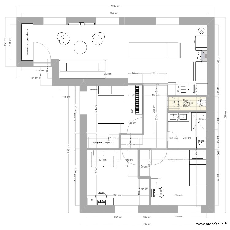 Projet final mairie. Plan de 1 pièce et 1 m2