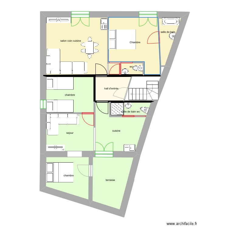 plant des appartements. Plan de 12 pièces et 80 m2