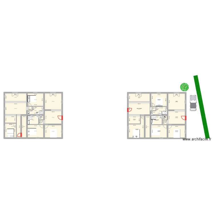 appart de droite. Plan de 28 pièces et 249 m2