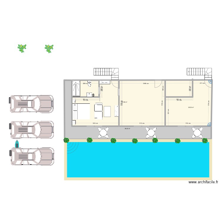 Morocco Blue Cafe. Plan de 3 pièces et 105 m2