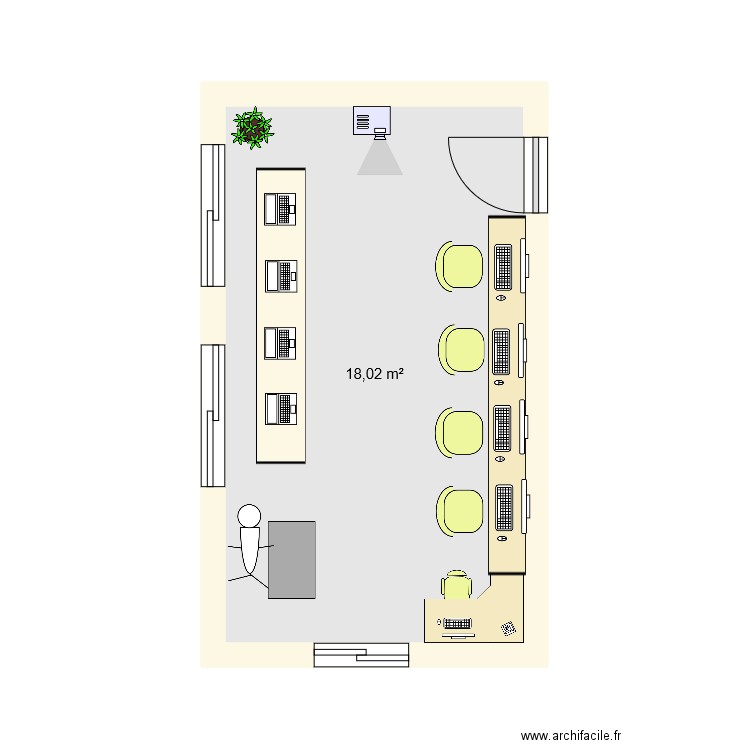 TD ADOC. Plan de 1 pièce et 18 m2