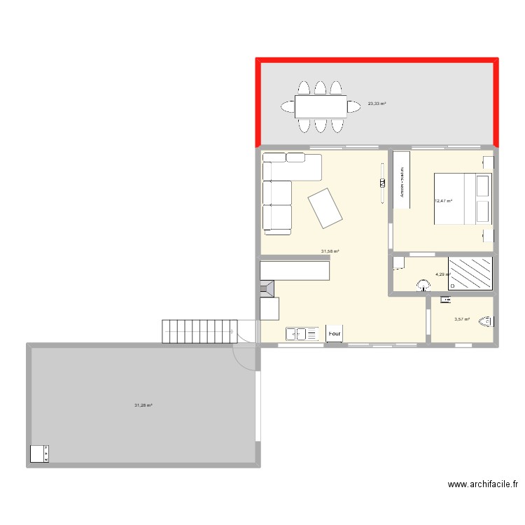 Loft Robrou 3B. Plan de 6 pièces et 107 m2