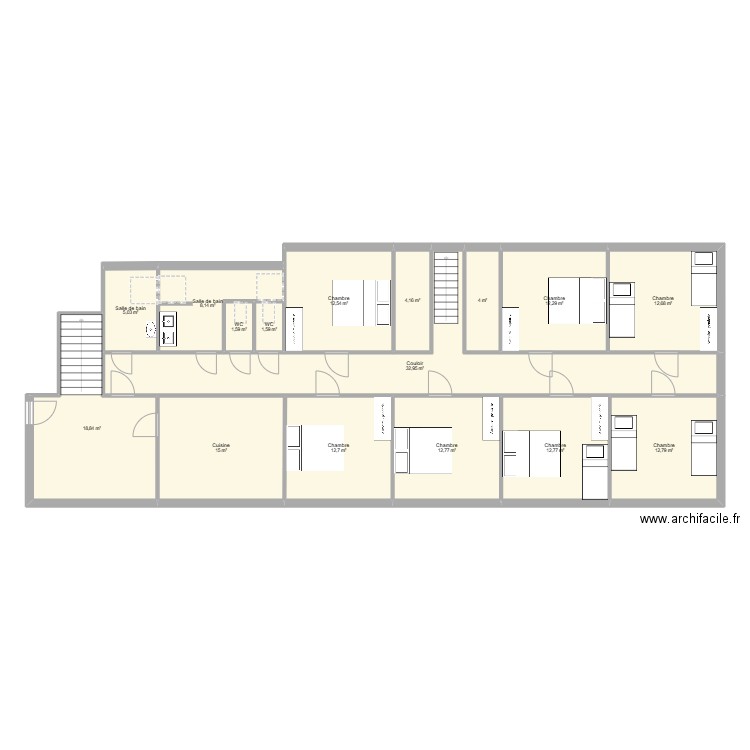 Chambre Le domaine de Drouilly. Plan de 16 pièces et 180 m2