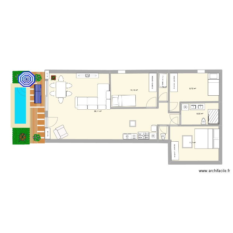 DL14. Plan de 6 pièces et 77 m2