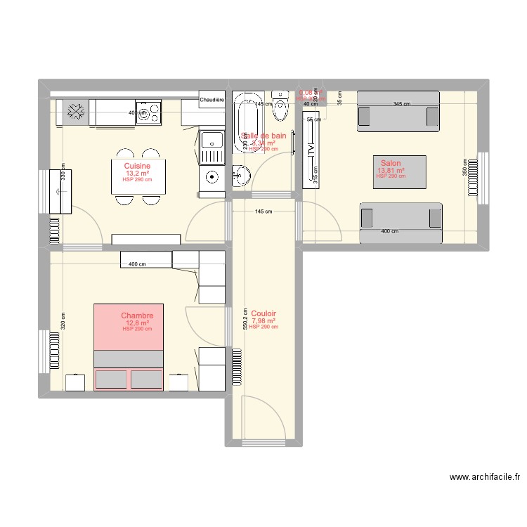 Wimereux - Continental - Appartement. Plan de 7 pièces et 52 m2