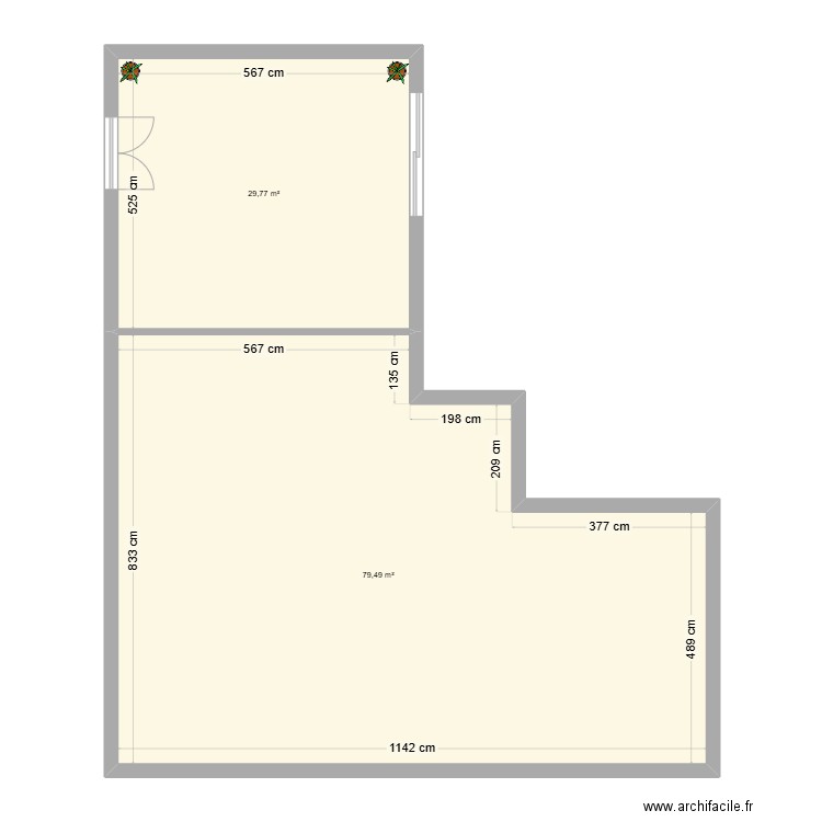 de la plantatiouuun. Plan de 2 pièces et 109 m2