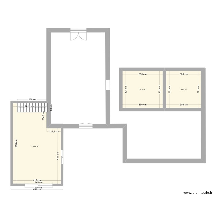 garage 2. Plan de 3 pièces et 47 m2