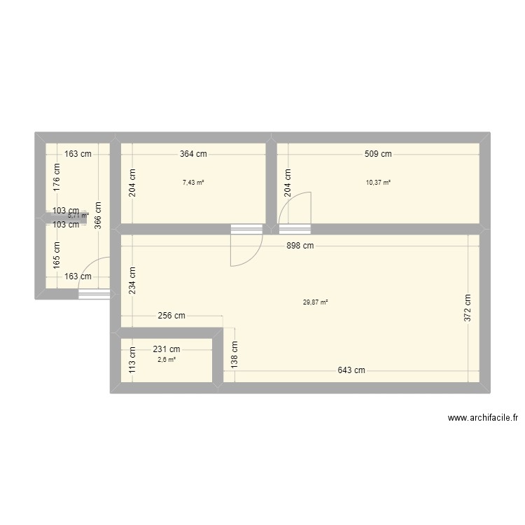 CUISINE. Plan de 5 pièces et 56 m2