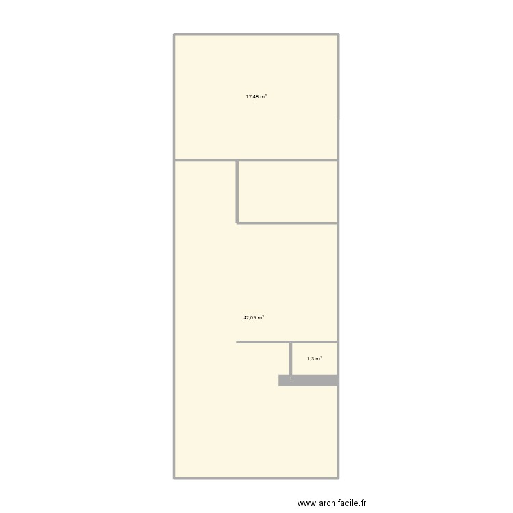 Local. Plan de 3 pièces et 61 m2