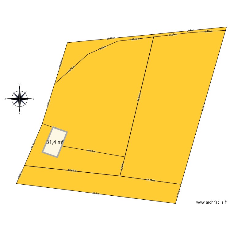 PLAN CADASTRE. Plan de 1 pièce et 31 m2