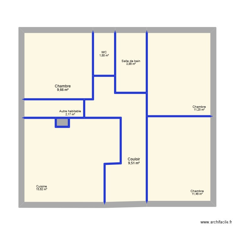 Saint gervais. Plan de 9 pièces et 66 m2