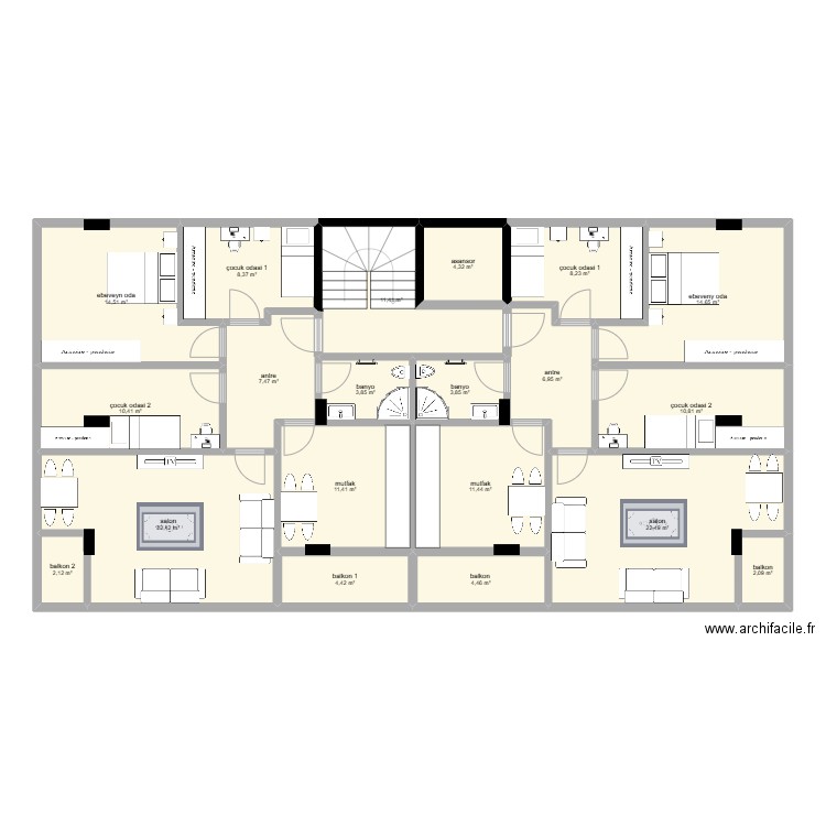 SILIVRI CUMHURIYET 3+1 ARA KATLAR . Plan de 20 pièces et 186 m2