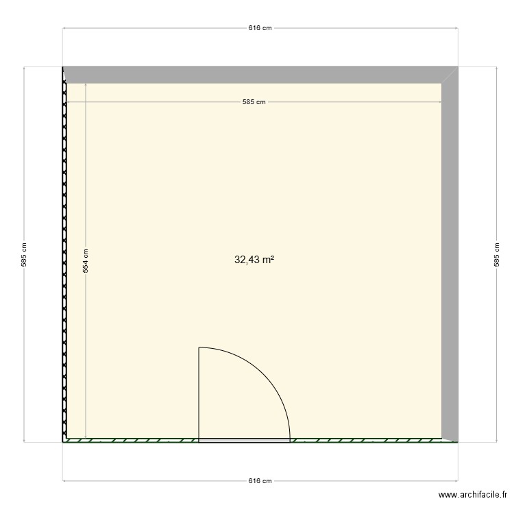 S1_Baz. Plan de 1 pièce et 32 m2