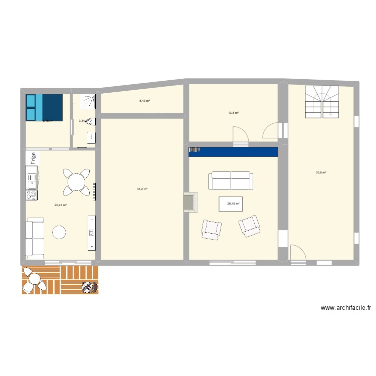 T2 LCD. Plan de 8 pièces et 138 m2