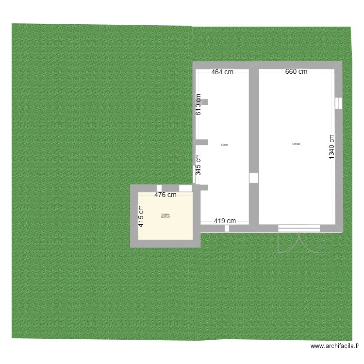 plan avant travaux. Plan de 1 pièce et 20 m2