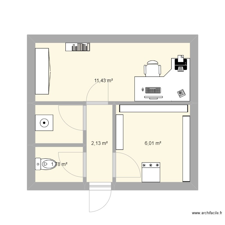 Agrandissement. Plan de 4 pièces et 21 m2