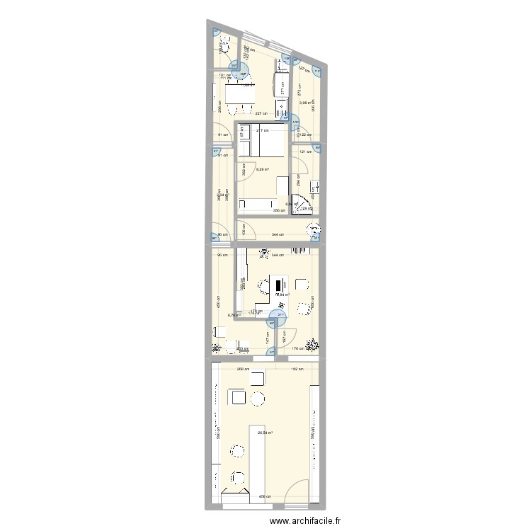 commerce castres. Plan de 8 pièces et 80 m2