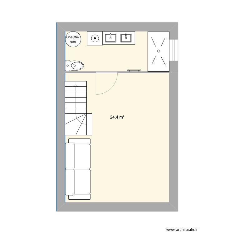 projet mini. Plan de 1 pièce et 24 m2