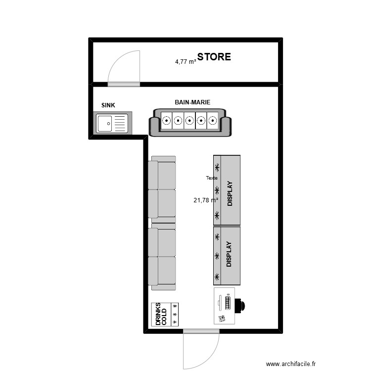 KHALFAN. Plan de 2 pièces et 27 m2