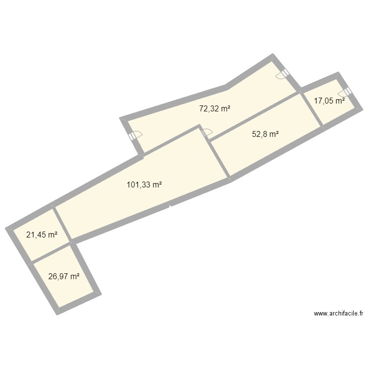 Etable. Plan de 6 pièces et 292 m2