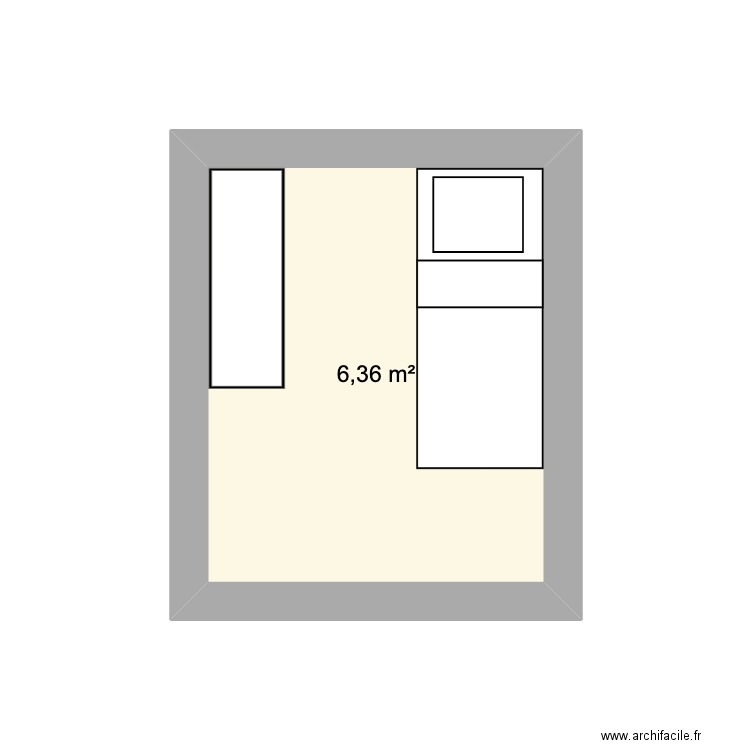 bureau. Plan de 1 pièce et 6 m2